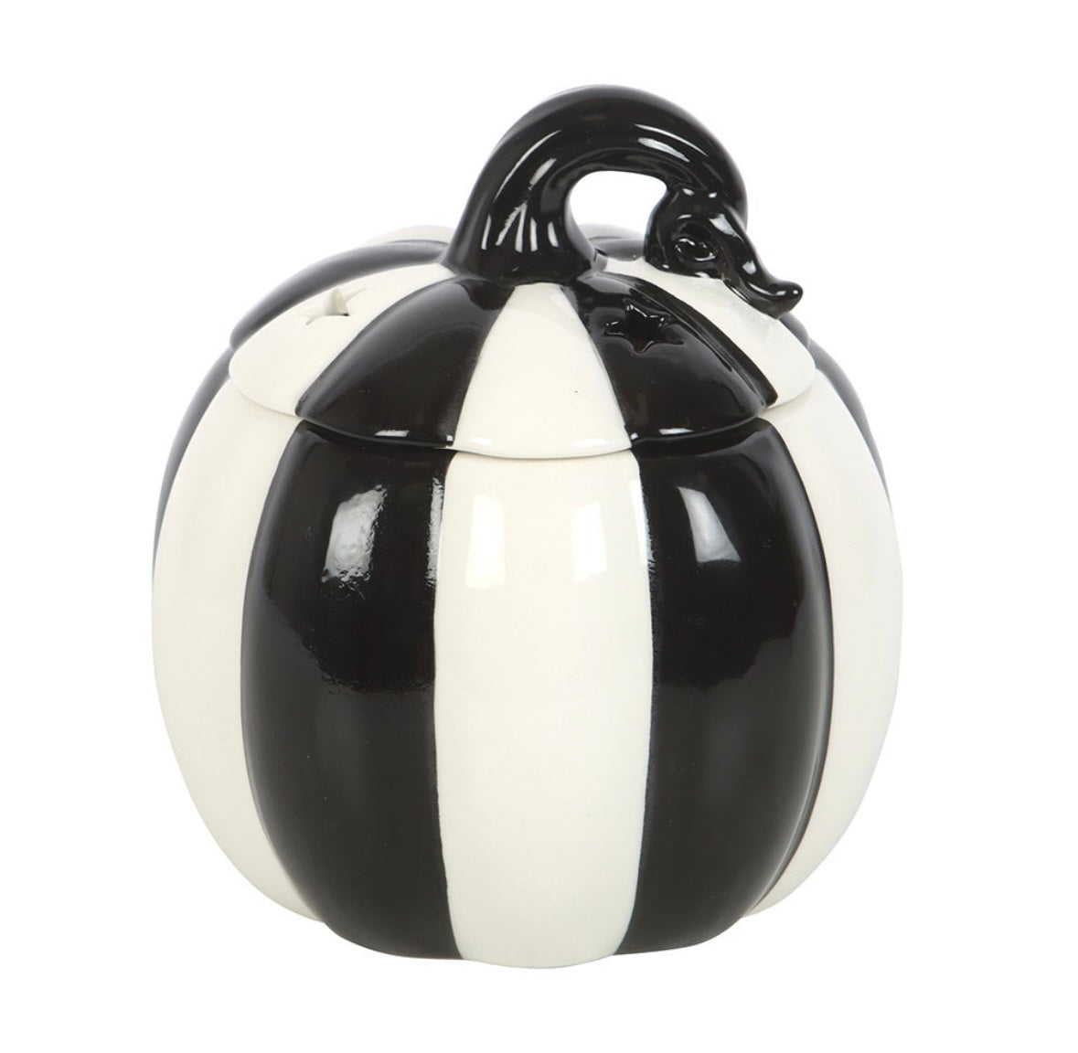 Black & White Striped Pumpkin Burner