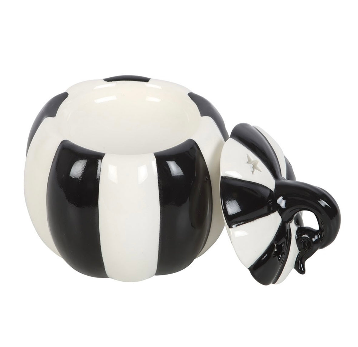 Black & White Striped Pumpkin Burner