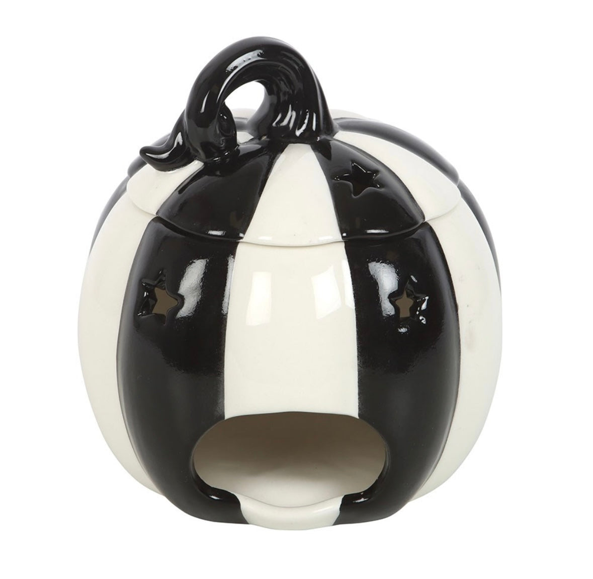 Black & White Striped Pumpkin Burner