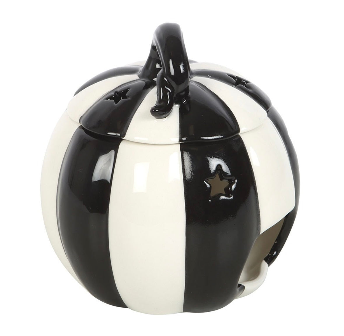 Black & White Striped Pumpkin Burner