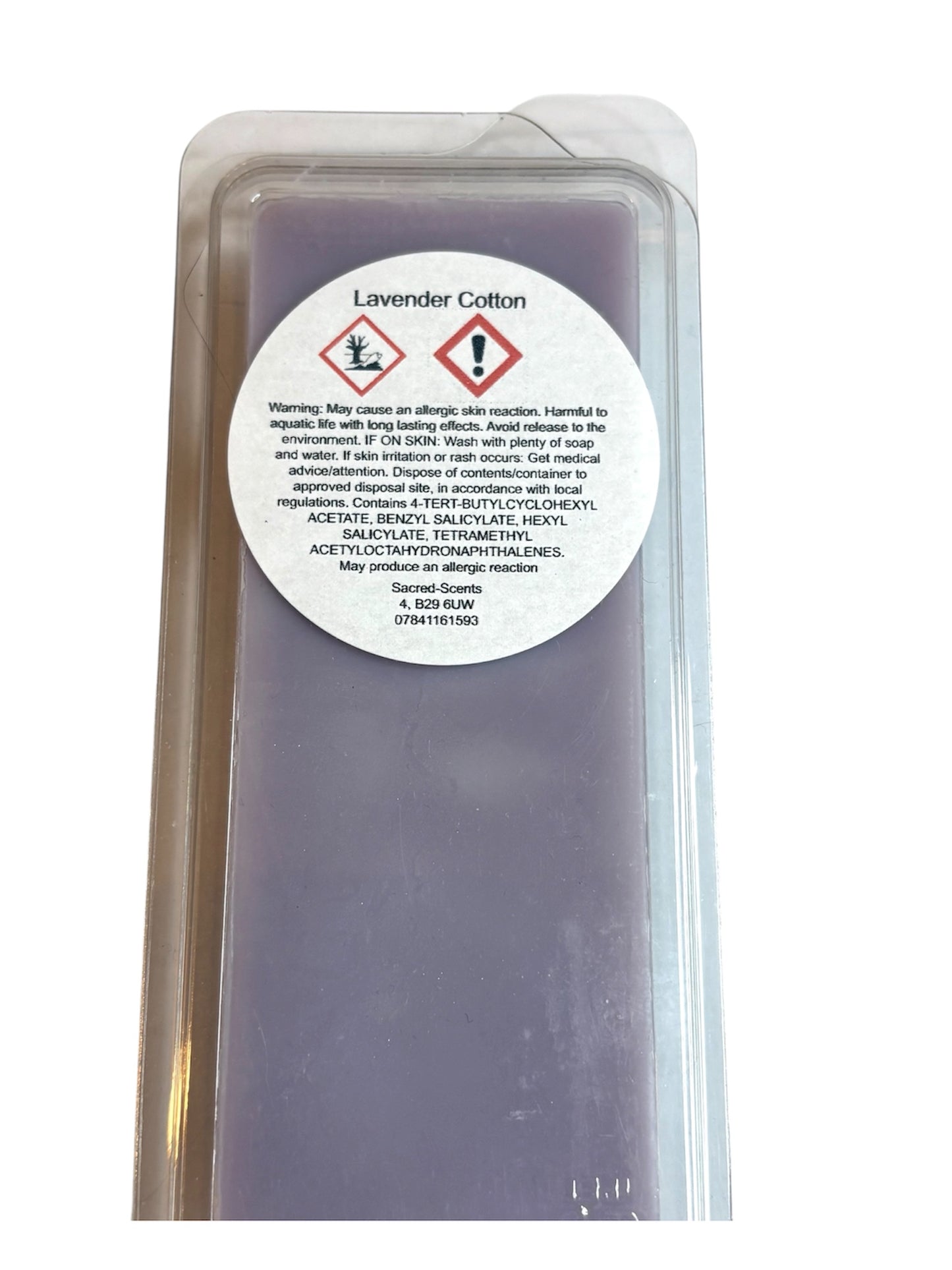 Lavender Cotton wax melt clamshell