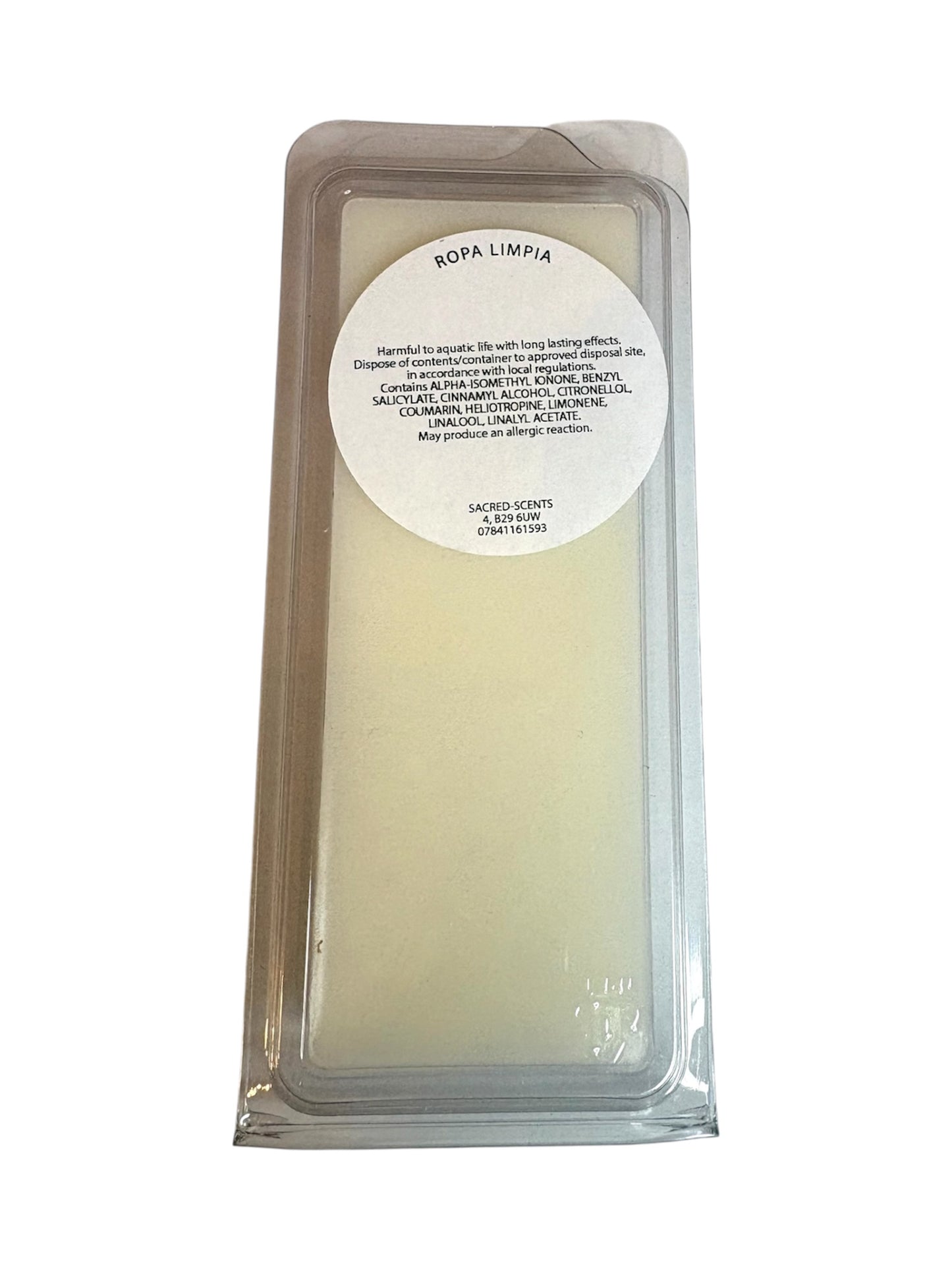 Ropa Limpia wax melt clamshell