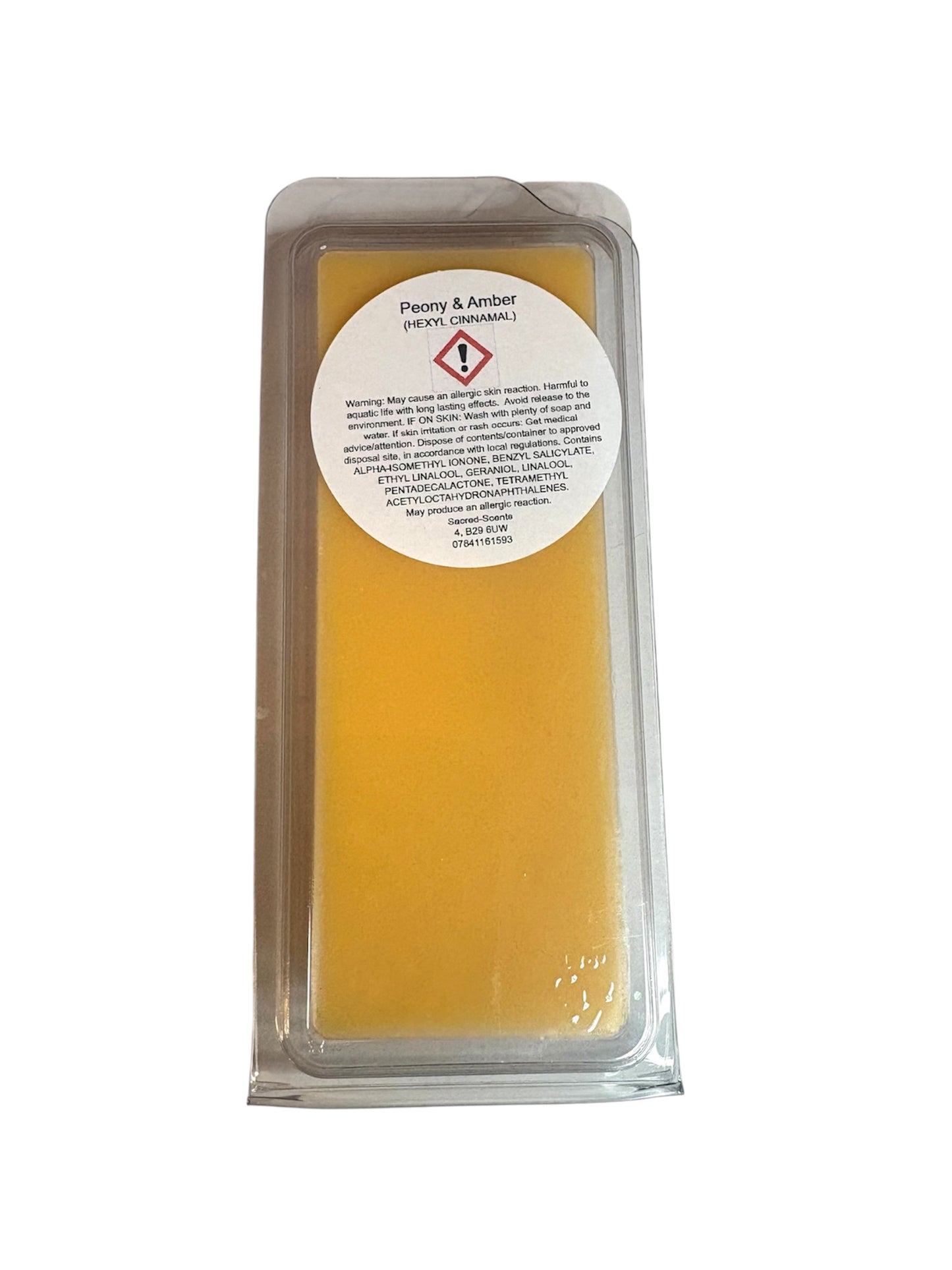 Peony & Amber wax melt clamshell