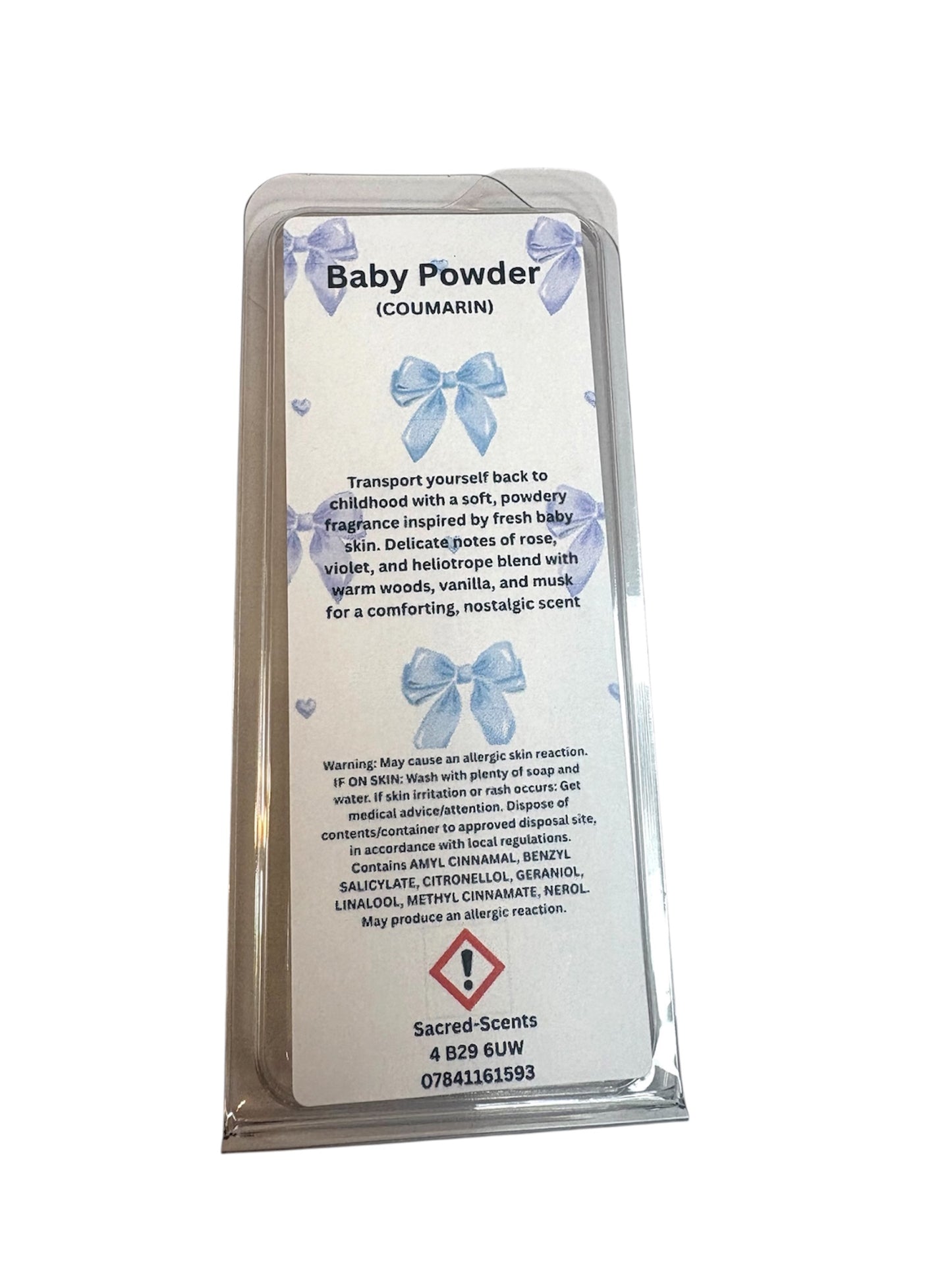 Baby Powder wax melt clamshell