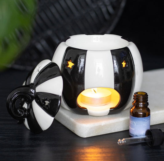 Black & White Striped Pumpkin Burner