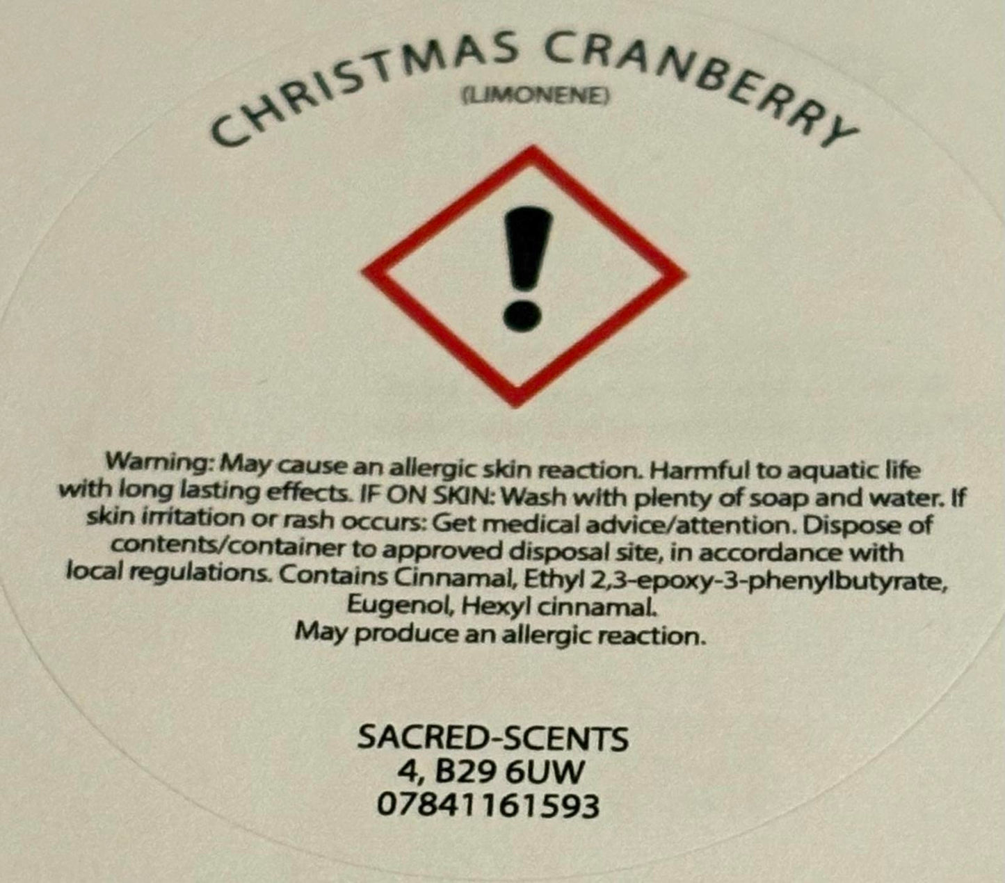 Christmas Cranberry Christmas Wax Melt Clamshell