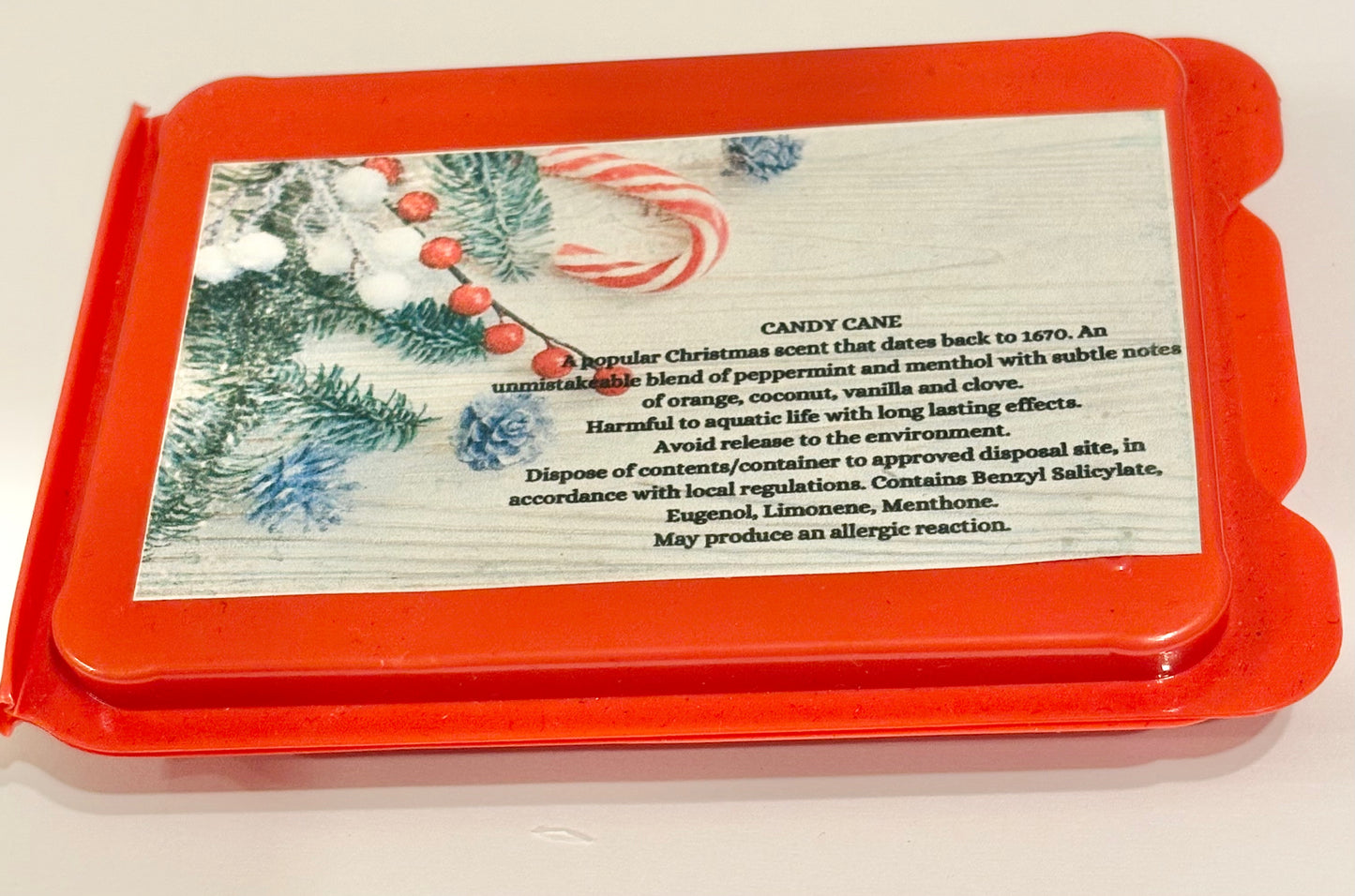 Candy Cane heart shaped wax melt clamshell