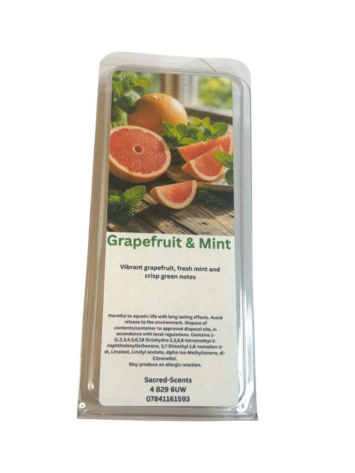 Grapefruit & Mint wax melt clamshell