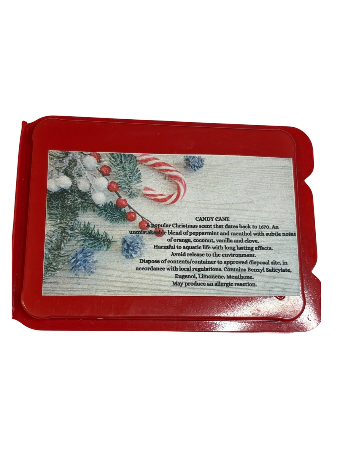 Candy Cane heart shaped wax melt clamshell
