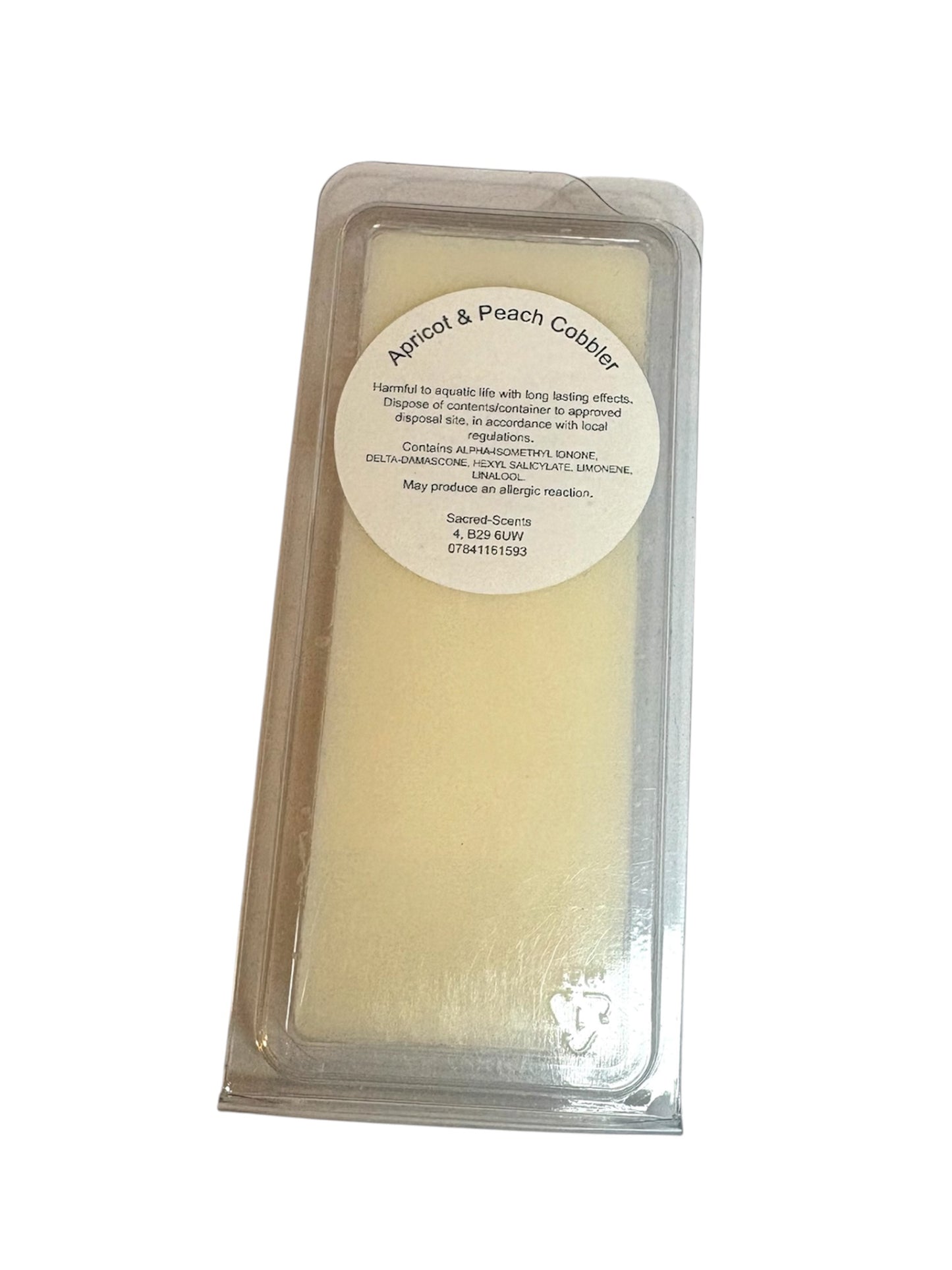 Apricot & Peach Cobbler wax melt clamshell