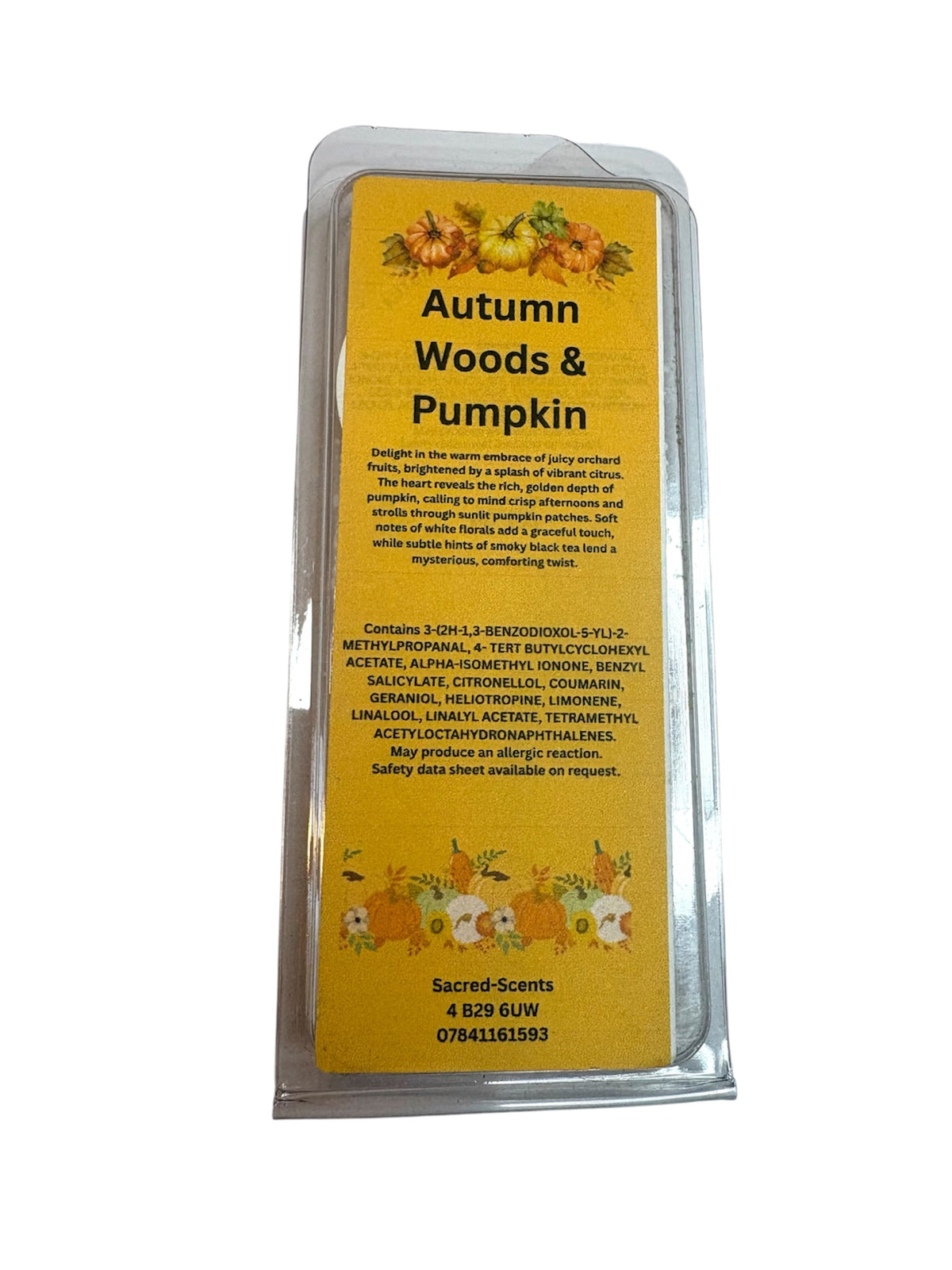Autumn Woods & Pumpkin wax melt clamshell